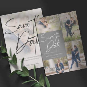 Modern Foto Collage Grau Save The Date