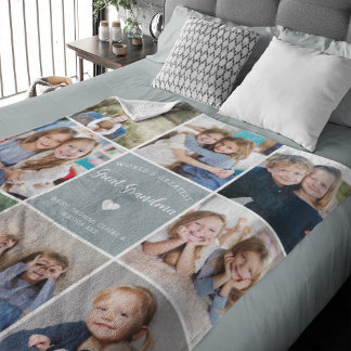 Modern Foto Collage Große Oma Custom Blue Fleecedecke
