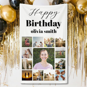 Modern Foto Collage Happy Birthday Banner