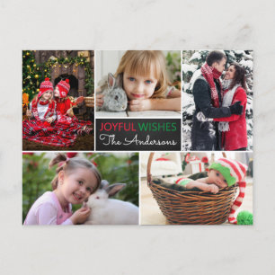 Modern Foto Collage Joyful Wünsche Weihnachten Postkarte