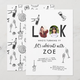 Modern Foto Collage Spaß HandGezeichnet Geburtstag Einladung