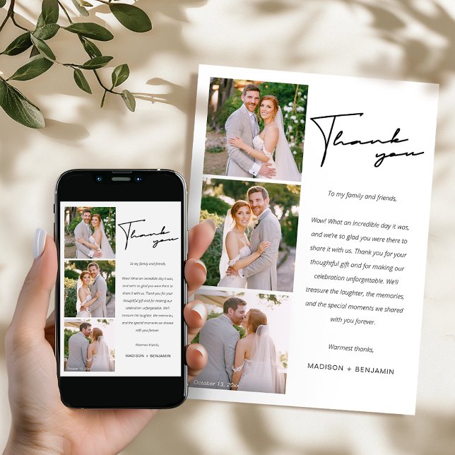 Modern Foto Collage Wedding Dankeschön Card Dankeskarte (Von Creator hochgeladen)