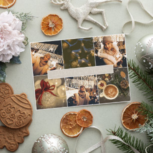 Modern Foto Collage Weihnachtskarte Dankeskarte