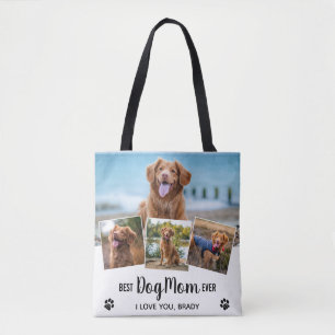 Modern Foto Collage White Best Dog Mama Tasche