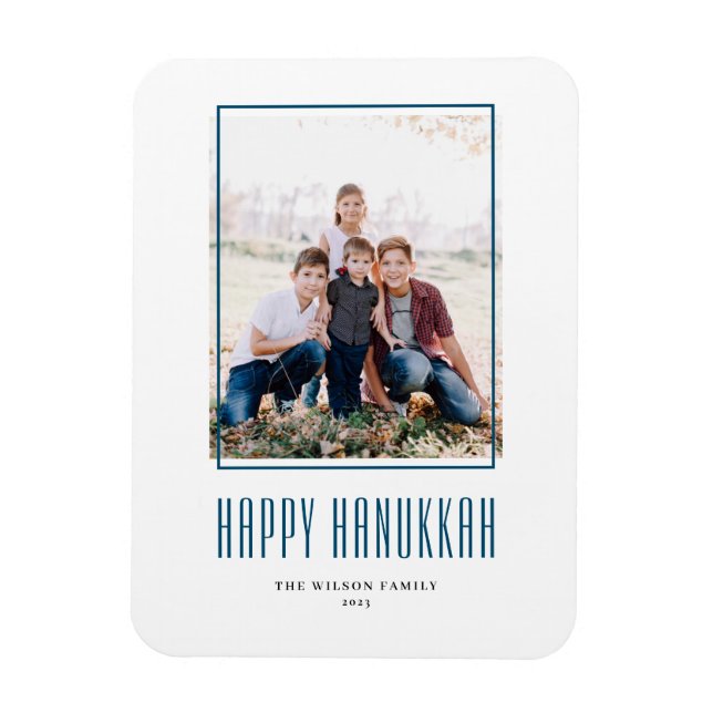 Modern Foto Frame Happy Hanukkah Magnet (Vertikal)