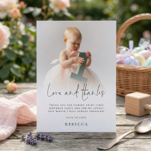 Modern Foto Overlay 1. Geburtstag Liebe Dank Karte