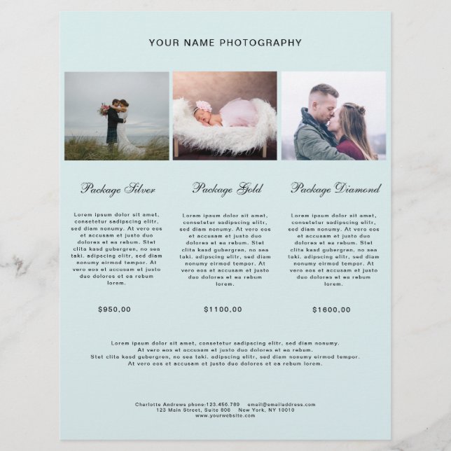 Modern Foto Preisliste (Vorderseite)