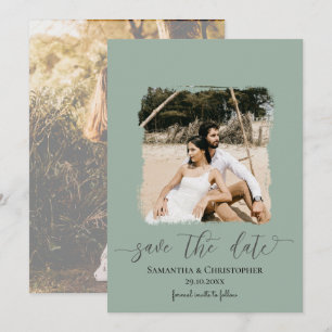 Modern Foto Sage Green Save the Date