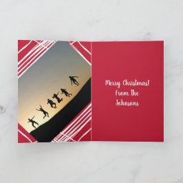 Modern Foto Template Roter Familienname Weihnachte Feiertagskarte