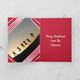 Modern Foto Template Roter Familienname Weihnachte Feiertagskarte