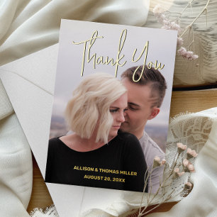 Modern Foto Wedding Gold Foil Dankeschön Card Folieneinladung