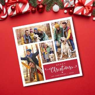 Modern Four Photo Collage Frohe Weihnachten