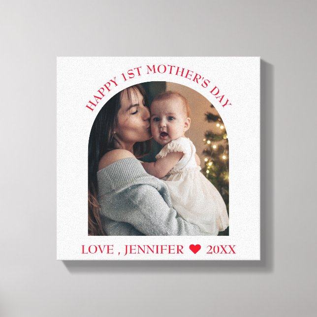 Modern Frame Custom Foto Happy First Mothers Day Leinwanddruck (Vorderseite)