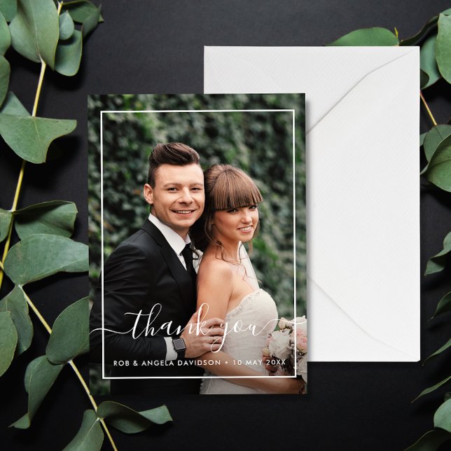 modern frame wedding photo thank you card dankeskarte (Von Creator hochgeladen)