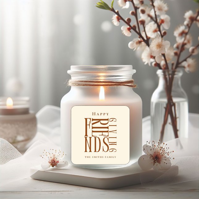 Modern Friendsgiving Fall Elegante Quadratischer Aufkleber (Von Creator hochgeladen)