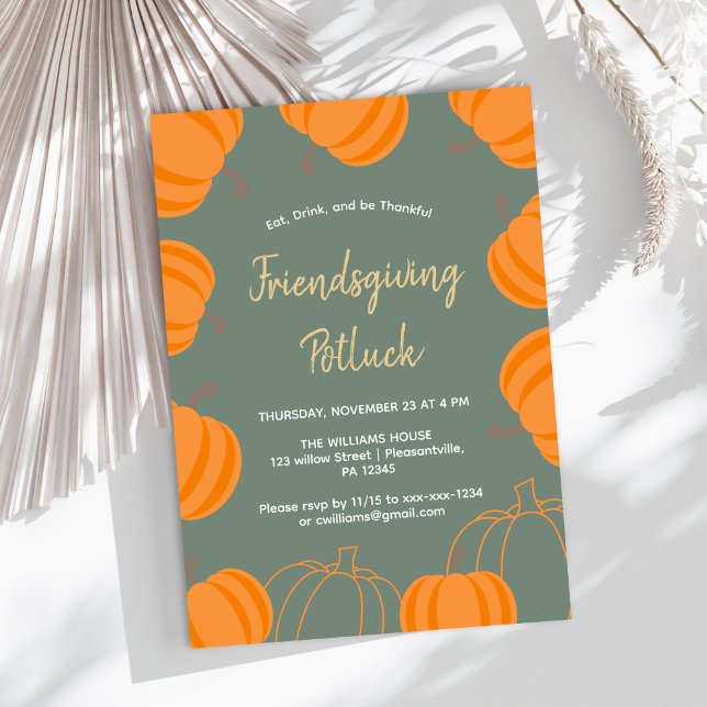 Modern Friendsgiving Potluck Pumpkin Sage Einladung (Von Creator hochgeladen)