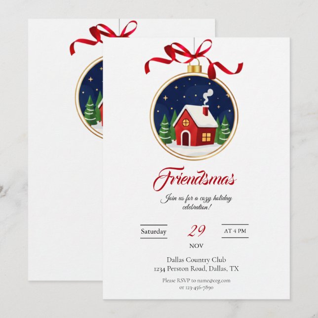 Modern Friendsmas Holiday Party Invitation (Devant / Derrière)
