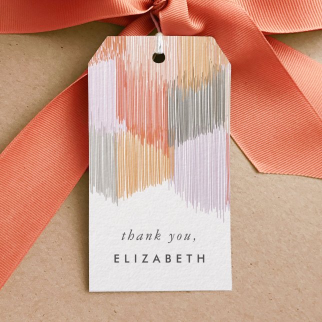 Modern Fringe Geschenkanhänger (Modern fringe coral pink gift tag.)