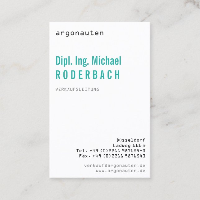 Modern, frisch, mit Monogramm für Angeber Visitenkarte (Vorderseite)