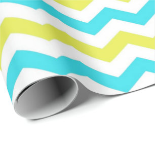 Modern, frisch, trendig grün, gelb, weiß Chevron Geschenkpapier