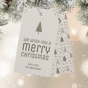 Modern Frohe Weihnachten Beige Feiertag Geschenkanhänger