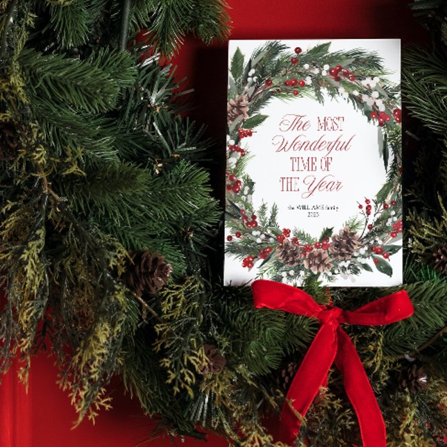 Modern Frohe Weihnachten Roter Berry Botanischer K (Spread the magic of the holidays with these beautiful cards 🎅🏼❤️)