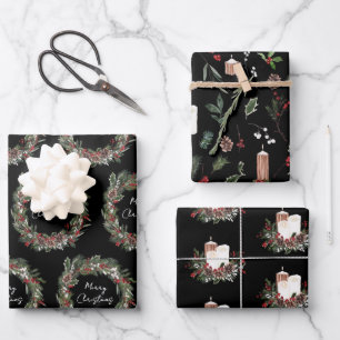 Modern Frohe Weihnachten Roter Berry Botanischer K Geschenkpapier Set