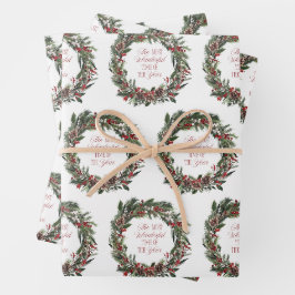 Modern Frohe Weihnachten Roter Berry Botanischer K Geschenkpapier Set