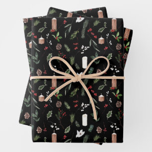 Modern Frohe Weihnachten Roter Berry Botanischer K Geschenkpapier Set