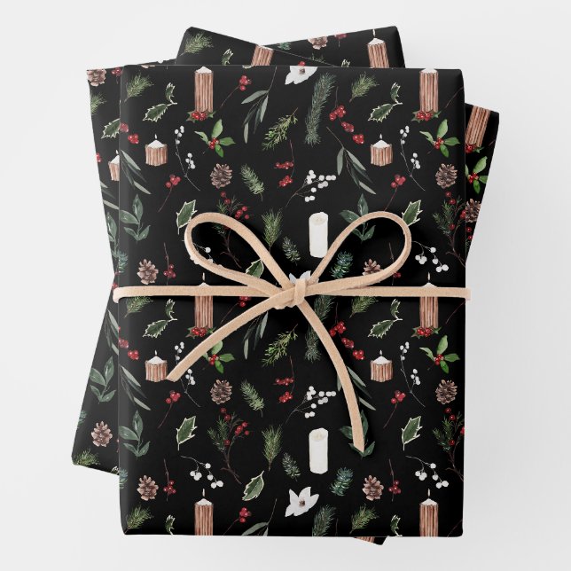 Modern Frohe Weihnachten Roter Berry Botanischer K Geschenkpapier Set (Beispiel)