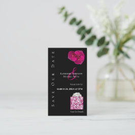 Modern Fuchsia Orchids-Save the Date QR-Code- Visitenkarte
