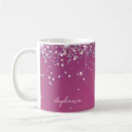 Modern Fuchsia Pink Glitzer Custom Kaffeetasse