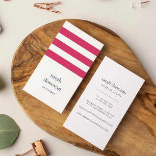 Modern Fuchsia Stripe Visitenkarte