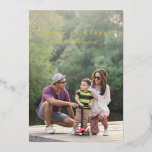 Modern Full Foto Text Writer Overlay Gold Folien Feiertagskarte<br><div class="desc">Niedliche Minimalistische Script-Schreibmaschinenschrift Text Full Foto Gold Foil Holiday Card</div>