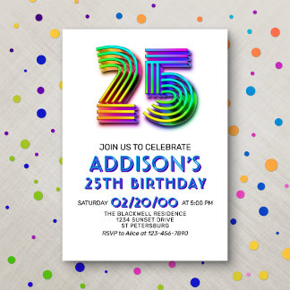 Modern Fun 25. Geburtstag Einladung