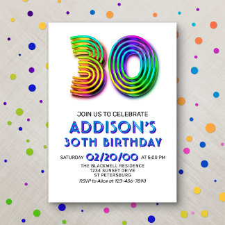 Modern Fun 30. Geburtstag Einladung