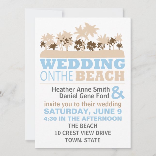 Modern Fun Beach Hochzeiten Themeneinladungen Einladung (Vorderseite)