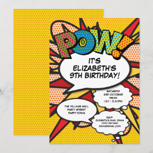 Modern Fun Birthday Party Comic buchen jedes Alter Einladung