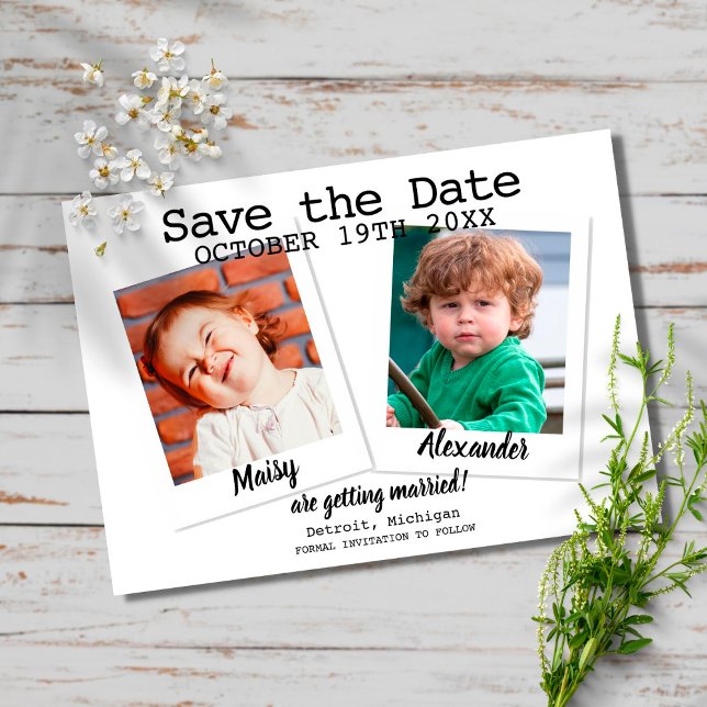 Modern Fun Childhood Photos Wedding Save The Date (Von Creator hochgeladen)