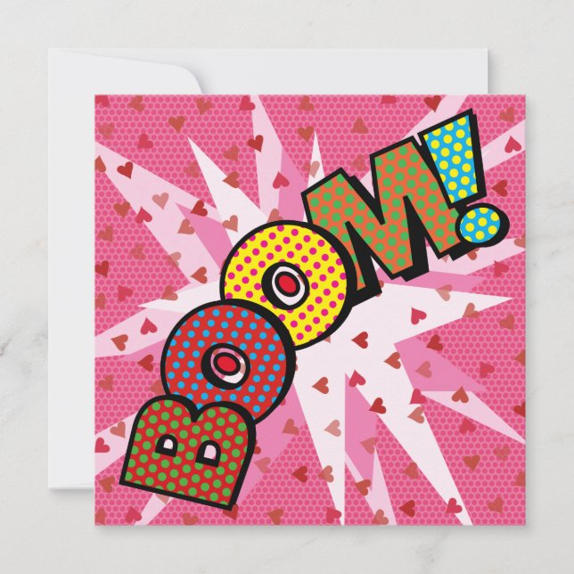 Modern Fun Colorful BOOM Comic Book Einladung (Vorderseite)