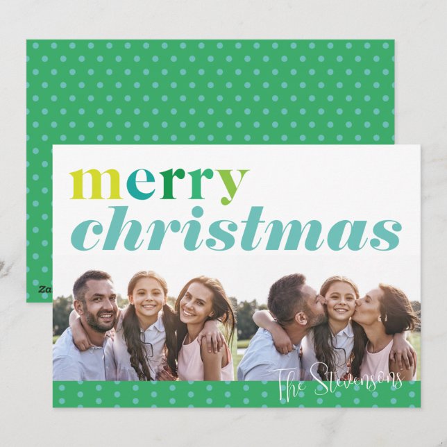 Modern Fun Colorful Frohe Weihnachten 2 Foto (Vorne/Hinten)