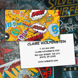 Modern Fun Comic Buchen Farbenfroh Trendy Visitenkarte