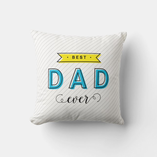 Modern Fun farbenfroh blau gelb Bester Vater je Kissen (Vorderseite)