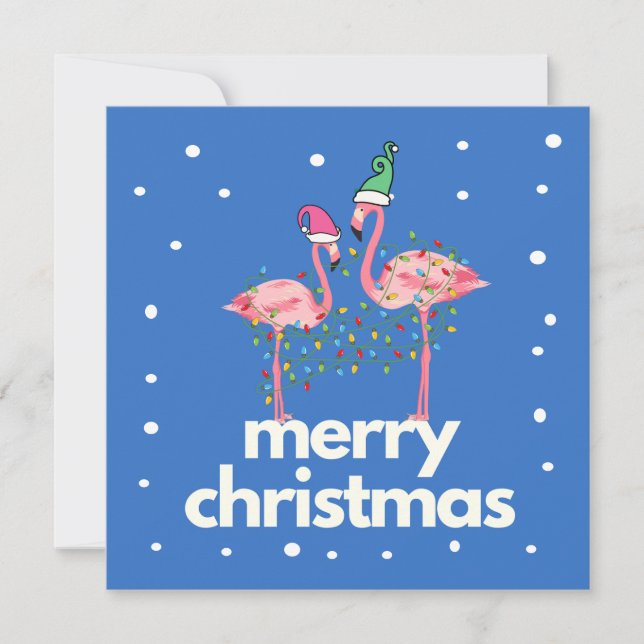 Modern Fun Flamingo Frohe Weihnachts-Flat Card (Vorderseite)