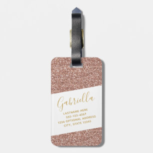 Modern Fun Girly Rose Gold Pink Glitzer Reisepass Gepäckanhänger