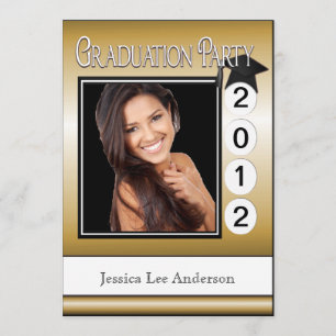 Modern Fun Graduation Party Custom Foto Gold Einladung