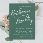Modern fun handwriting couples names green peach einladung<br><div class="desc">Customize all of the fonts and colors for your wedding event</div>