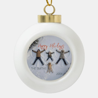 Modern & Fun "Happy Holidays" Photo Keramik Kugel-Ornament