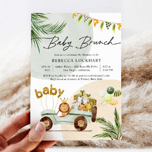 Modern Fun Jungle Safari Animals Baby Brunch Invit Einladung