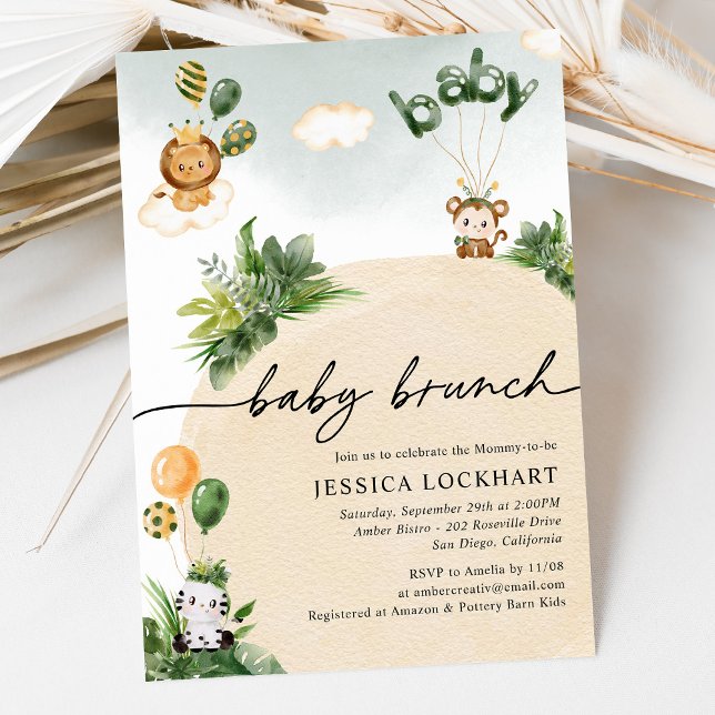 Modern Fun Jungle Safari Baby Brunch Einladung (Von Creator hochgeladen)